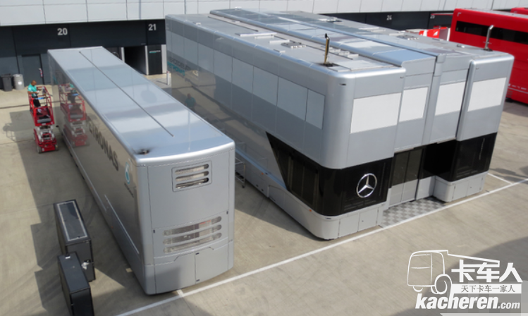 看看歐洲賽車隊的拖掛卡車，都是高端貨