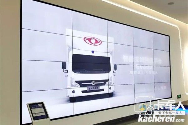 示范區(qū)展廳里播放的東風(fēng)輕型車EV350智能支線物流平臺(tái)與Sharing Box智能對(duì)點(diǎn)載運(yùn)平臺(tái)功能展示視頻