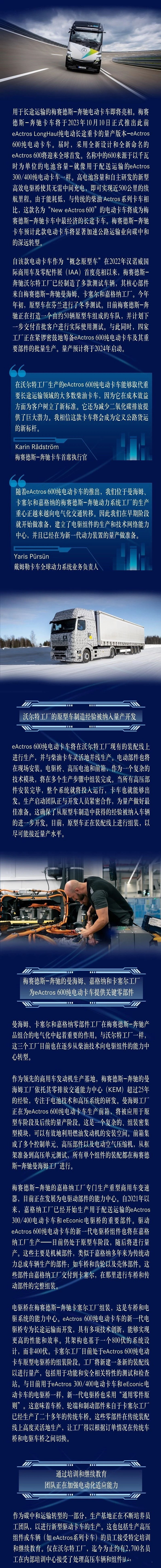 官宣！梅賽德斯-奔馳eActros LongHaul純電動長途重卡量產版10月全球首發