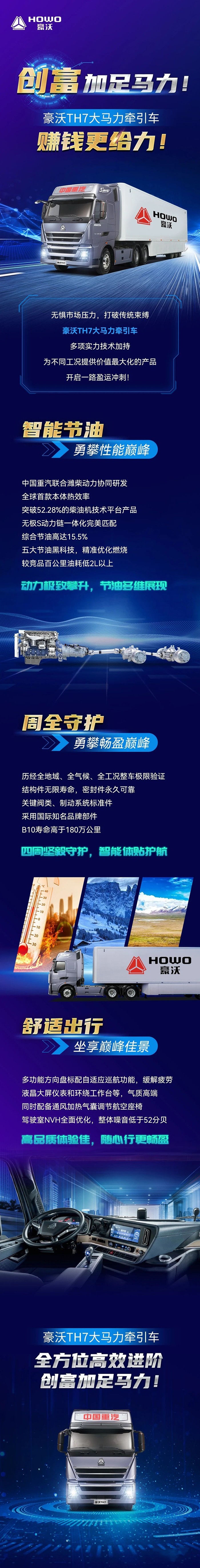 創富加足馬力！豪沃TH7大馬力牽引車，賺錢更給力！